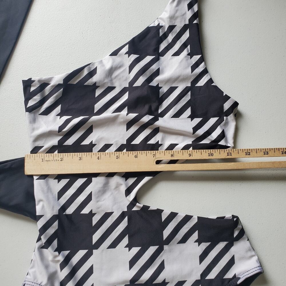 Revolve Beach Riot Carlie One Piece Swimsuit XS Houndstooth Belted Cutout NEW - Picture 9 of 16